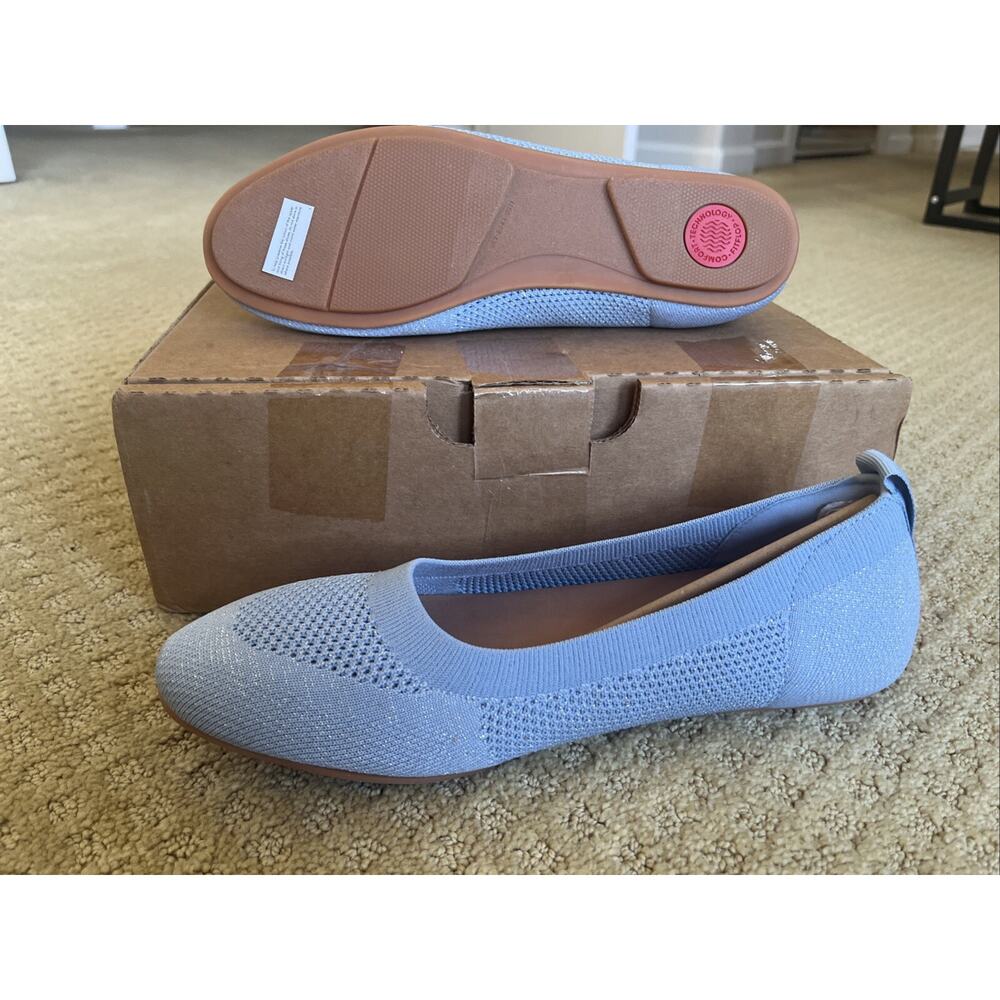New Fitflop Ballet Flats Women’s sz 11 Allegro Tonal Ballerinas Pale Blue/Silver